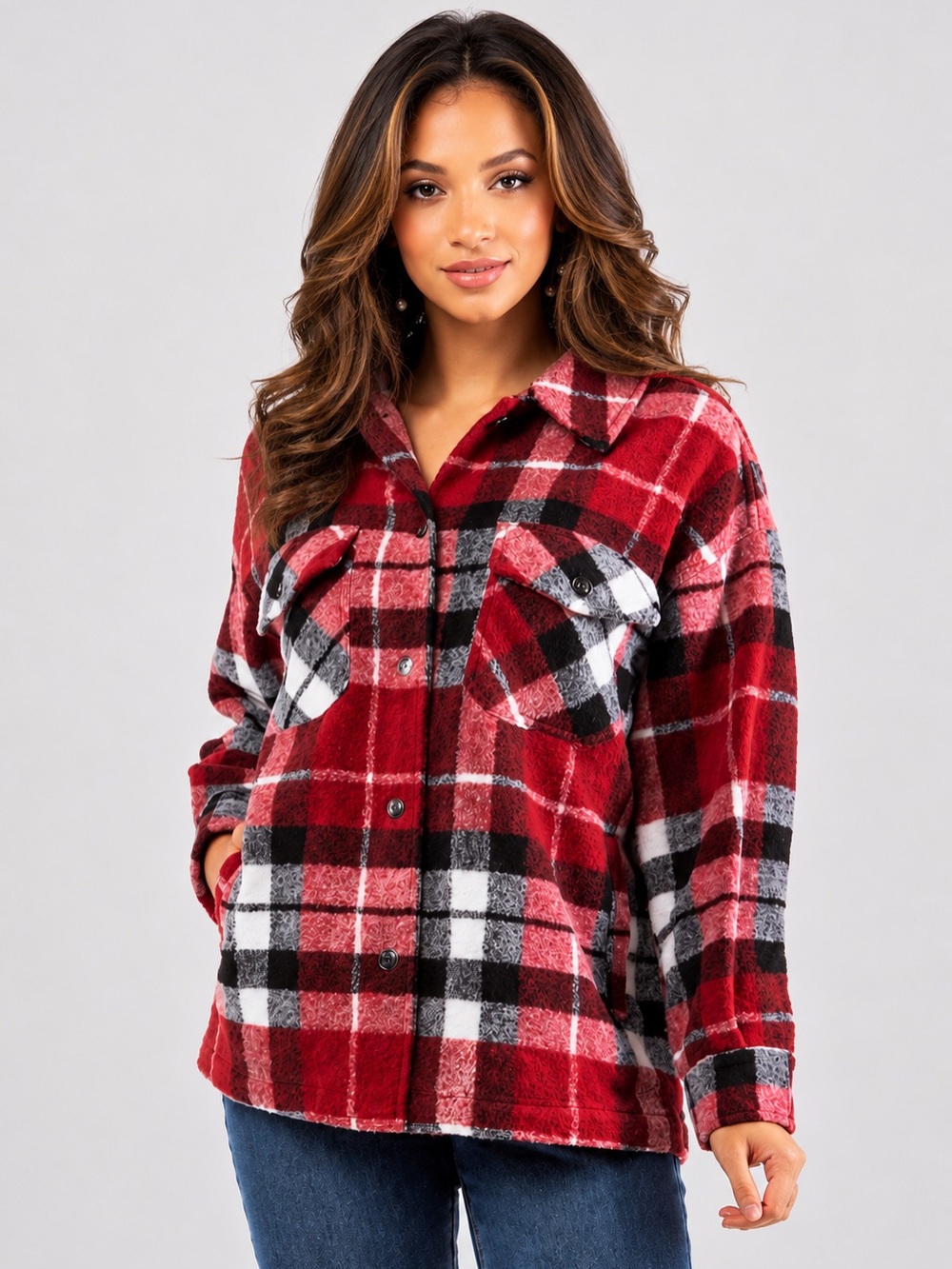 Red and Black Plaid Jacket